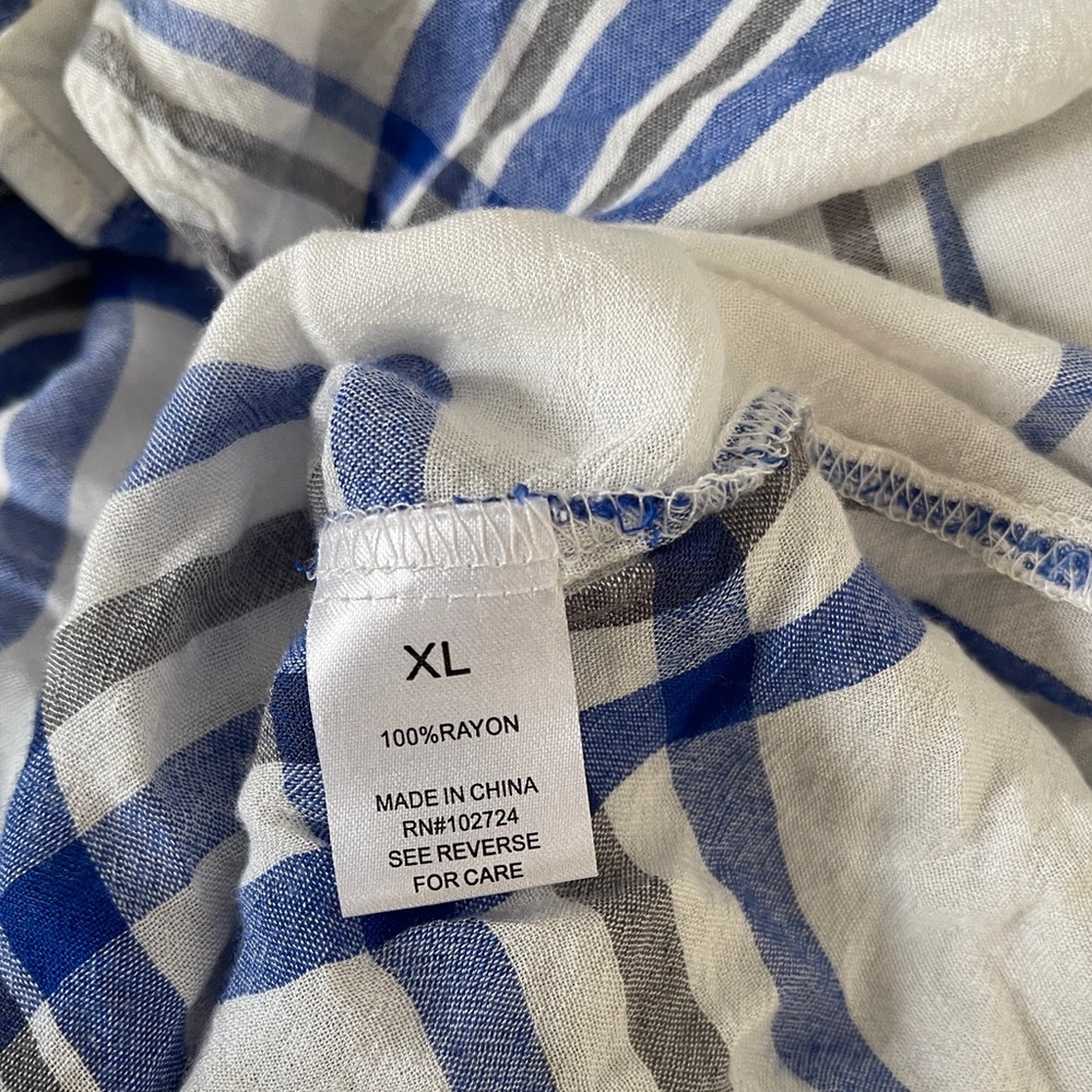 Hester & Orchard White Blue Plaid Button Down Shirt - Picture 4 of 5